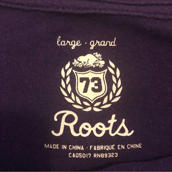 ROOTS Vintage 90s Top, Long Sleeved, Purple w/ Peace Sign, Women’s Size L - Picture 3 of 7